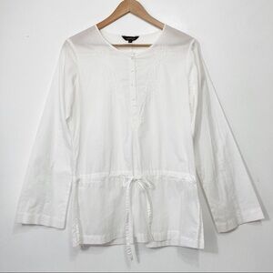 Optimum White Beaded Embroidered Button Down Tunic Size S